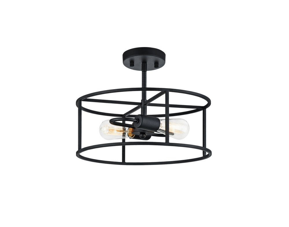 Matteo Lighting Candid 2-Light Round Semi-Flush Mount Black