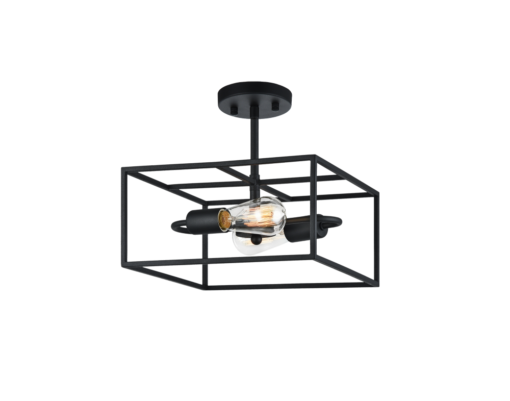 Matteo Lighting Candid 2-Light Square Semi-Flush Mount Black