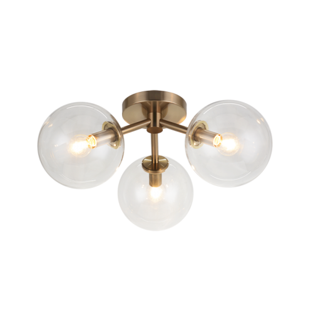 Matteo Lighting Novo 3-Light Globe Flush Mount Aged Brass