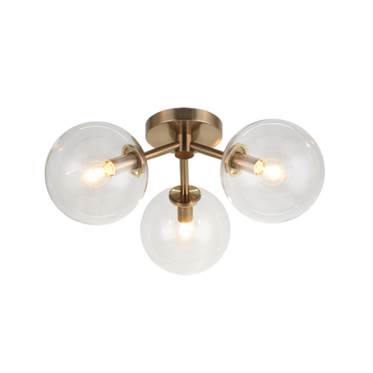 Matteo Lighting Novo 3-Light Globe Flush Mount Aged Brass