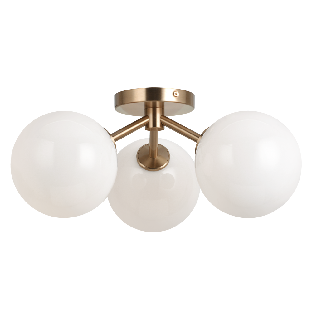 Matteo Lighting Novo 3-Light Globe Flush Mount Aged Brass