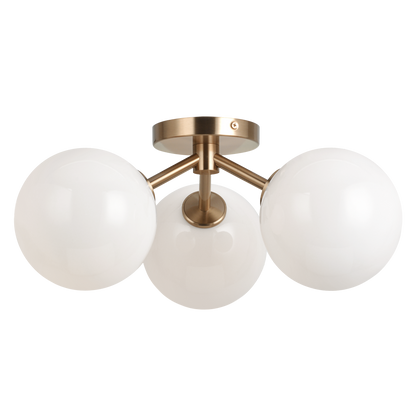 Matteo Lighting Novo 3-Light Globe Flush Mount Aged Brass