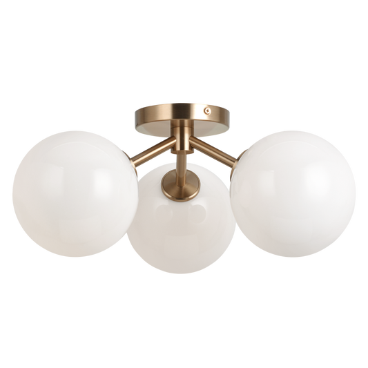 Matteo Lighting Novo 3-Light Globe Flush Mount Aged Brass